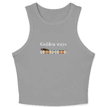 Discover bitcoin golden ways white jacquard pattern chic Crop Tank Top