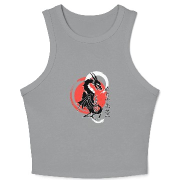 Discover Black dragon, red moon Crop Tank Top
