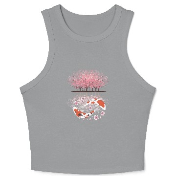 Discover Koi Sakura Tree Upside Down Cherry Blossom Japanes Crop Tank Top