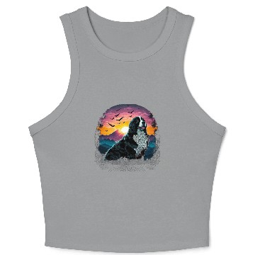 Discover Bernese Mountain Dog with Mountain Sunrise view Crop Tank Top