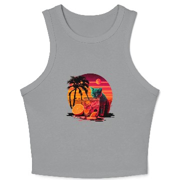 Discover Funny Cat Drinking Cocktail Cat Lover Crop Tank Top