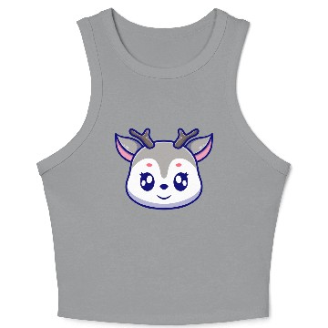 Discover Cute deer cartoon icon illustration gift Crop Tank Top