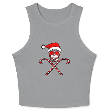 Discover Sugar Skull And Candy Canes Crop Tank Top