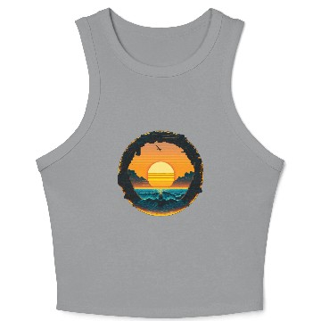 Discover Cyberpunk Sunset Pixel Crop Tank Top