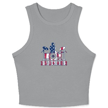 Discover Drum Player Drummer Drum Instrument Drummer US Fla Crop Tank Top