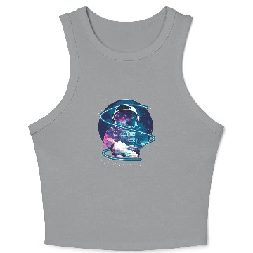 Discover Galaxy Astronaut Full Moon Astronomy Space Science Crop Tank Top