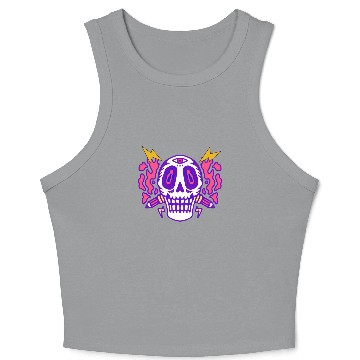 Discover Psychedelic Skull Head Crop Tank Top