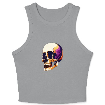 Discover Skull Head With Flowers On The Ears Crop Tank Top