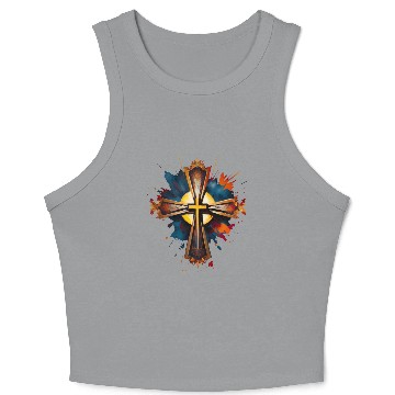 Discover Jesus Cross Painting Crop Tank Top