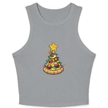 Discover Christmas Pizza Christmas Light Crop Tank Top