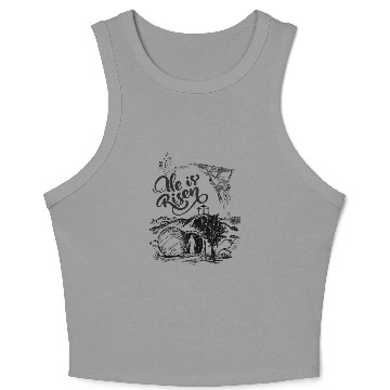 Discover He Is Risen- Black Drawing Angel HD Crop Tank Top