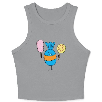 Discover Cute Candy Holding Lollipop And Cutton Candy Crop Tank Top