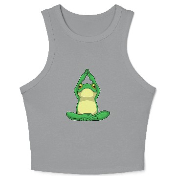 Discover Frog At Yoga In Cross Legged Crop Tank Top