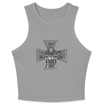 Discover Biker Cross Motorcycle Emblem Skeleton Crop Tank Top