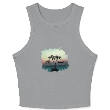 Discover Beach Sunset Watercolor Design Sublimation Art 3 Crop Tank Top