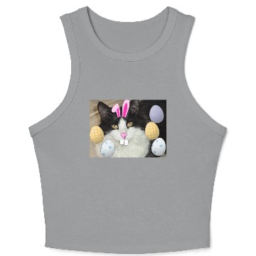 Discover Easter Bunny Cat Face Decor Crop Tank Top