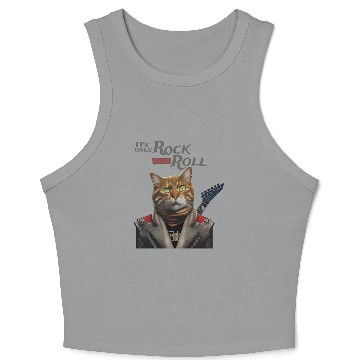 Discover Only Rock and Roll Cat Crop Tank Top