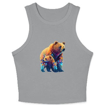 Discover Mother Bear and Cub Sublimation Graphic Wild 2 Crop Tank Top