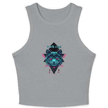 Discover geometric cat Crop Tank Top