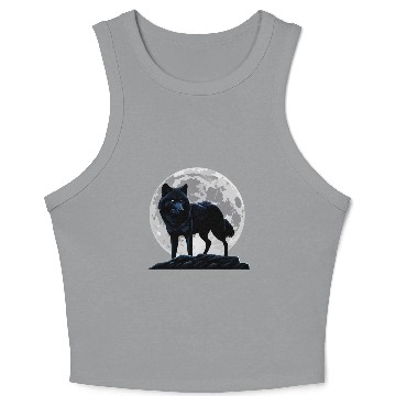 Discover Wolf howling at the moon graphic Crop Tank Top