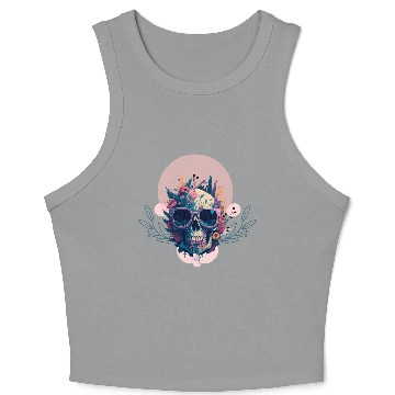 Discover Dead Skull with Gothic floral rose flower gift Crop Tank Top