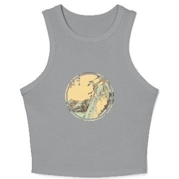 Discover Japanese mountain painting Crop Tank Top