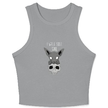 Discover Death Cat Skull Crop Tank Top