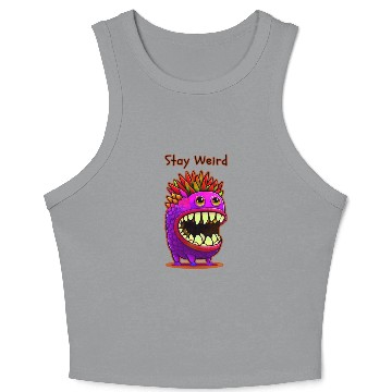 Discover Stay Weird Monster Doodle Violet Crop Tank Top