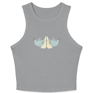Discover Prayer Hands Peace Doves Christian Crop Tank Top