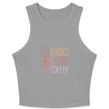 Discover Books Cat Coffee Crop Tank Top