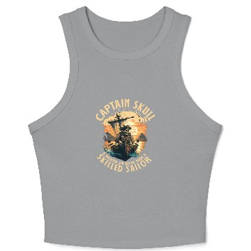 Discover Pirate Captain Skull Sailor Fisherman Crop Tank Top