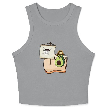 Discover Funny avocado pirate sailing on a toast bread Crop Tank Top