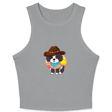 Discover Cowboy dog at sunset Crop Tank Top