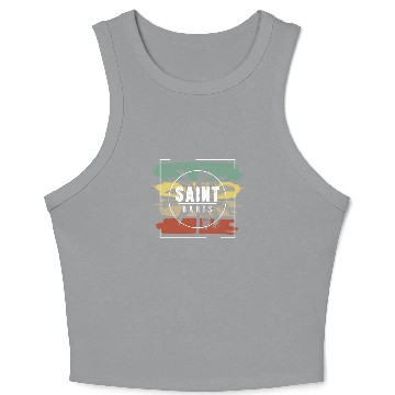 Discover Saint Barts Artistic Palm Tree Retro Crop Tank Top