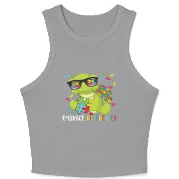 Discover Embrace Differences Turtle Autistic Mothers Day Crop Tank Top