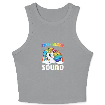 Discover 2nd Grade Squad Unicorn Rainbow Back Crop Tank Top