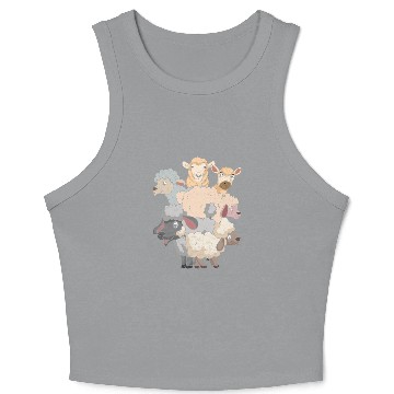 Discover Cute Lamb Farm Animal Lover Farmer Sheep Crop Tank Top