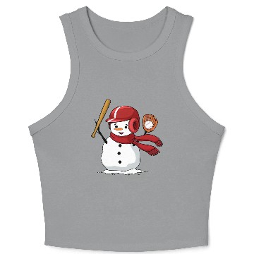 Discover Funny snowman playing baseball Crop Tank Top