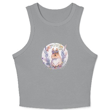 Discover Cute Squirrel Flower Crown Animal Lovers Crop Tank Top