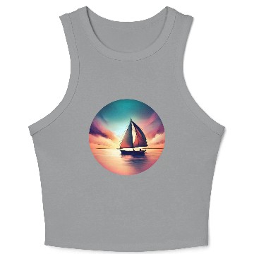 Discover Sailing Sailboat Dinghy Sunset Design Crop Tank Top