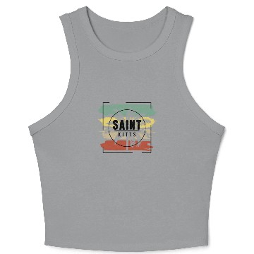 Discover Saint Kitts Palm Tree Retro Artistic Crop Tank Top
