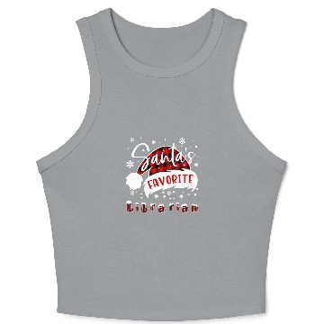 Discover Santas Favorite Librarian Hat Flannel Christmas Crop Tank Top