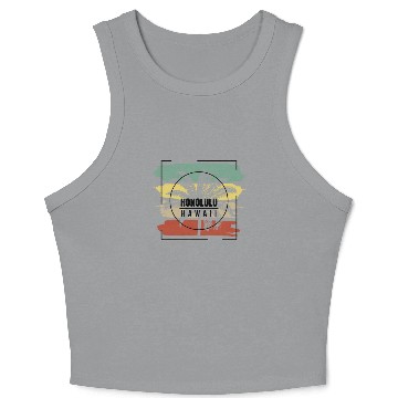 Discover Honolulu Hawaii Palm Tree Retro Artistic Crop Tank Top