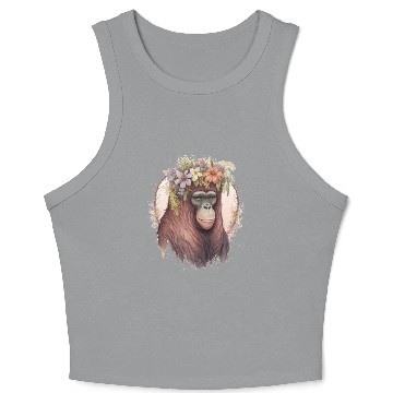 Discover Cute Orangutan Flower Crown Monkey Lover Crop Tank Top