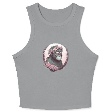 Discover Cute Monkey Flower Crown Monkeys Lover Crop Tank Top