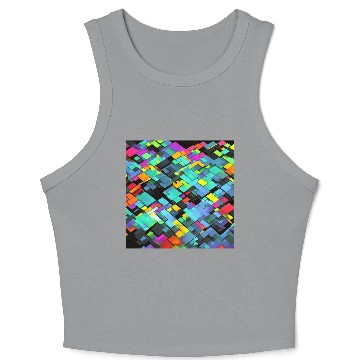 Discover ABSTRACT PAINTING basecolor WATERBASE cube BLACK Crop Tank Top