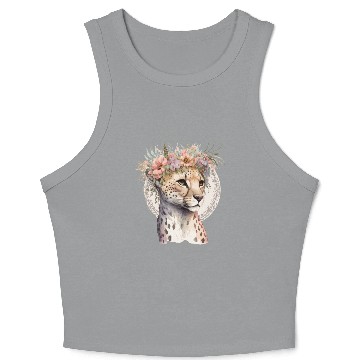 Discover Cute Cheetah Flower Crown Boho Aesthetic Crop Tank Top