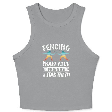 Discover Funny Retro Fencing Make Friends Stab Them Crop Tank Top
