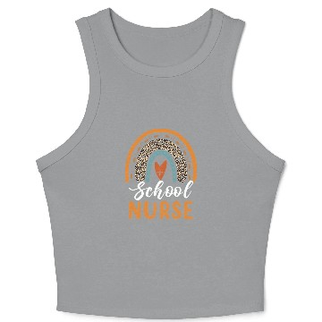 Discover School Nurse Rainbow Leopard Print Nursing Back to Crop Tank Top