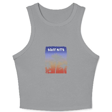 Discover Saint Kitts Sunset Vacation Souvenir Palm Tree Crop Tank Top